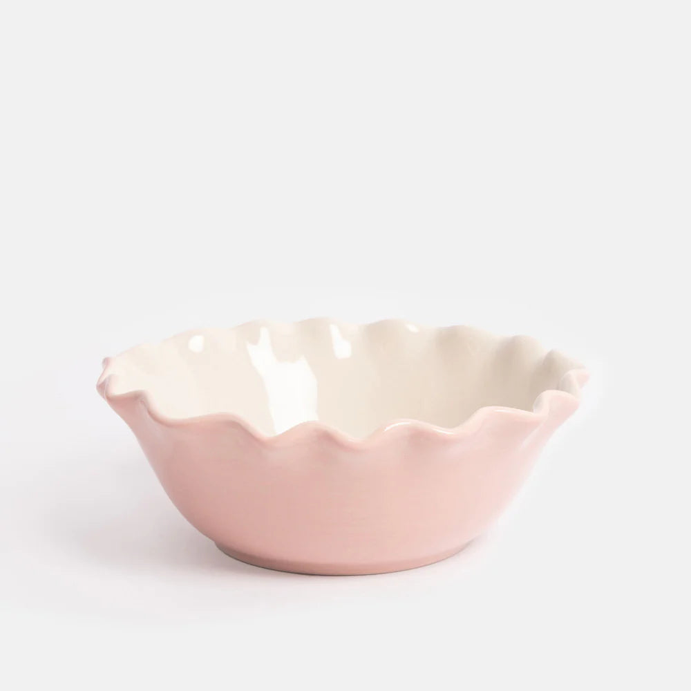 Caroline Gardner Pink Scallop Edge Love Heart Cereal Bowl