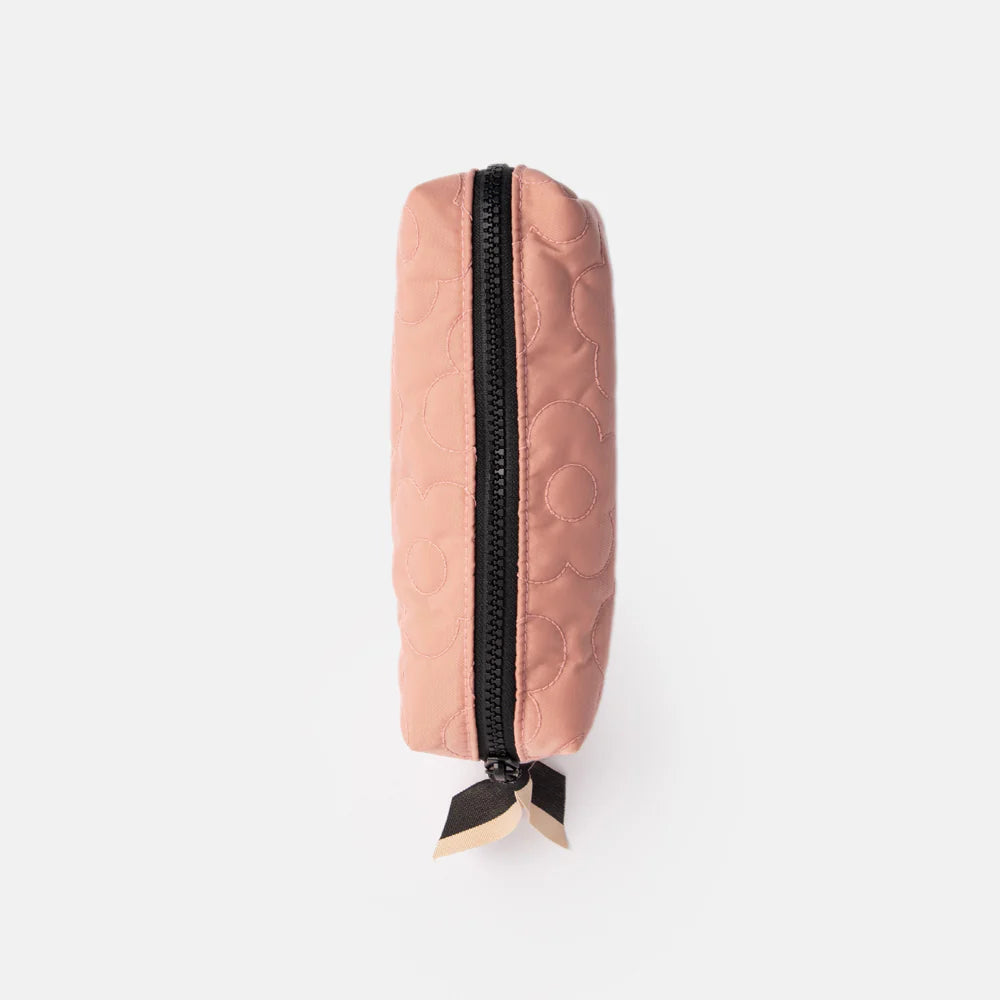 Pink flower quilted cube case by Caroline Gardner, versatile storage pouch with floral pattern for organization and style.