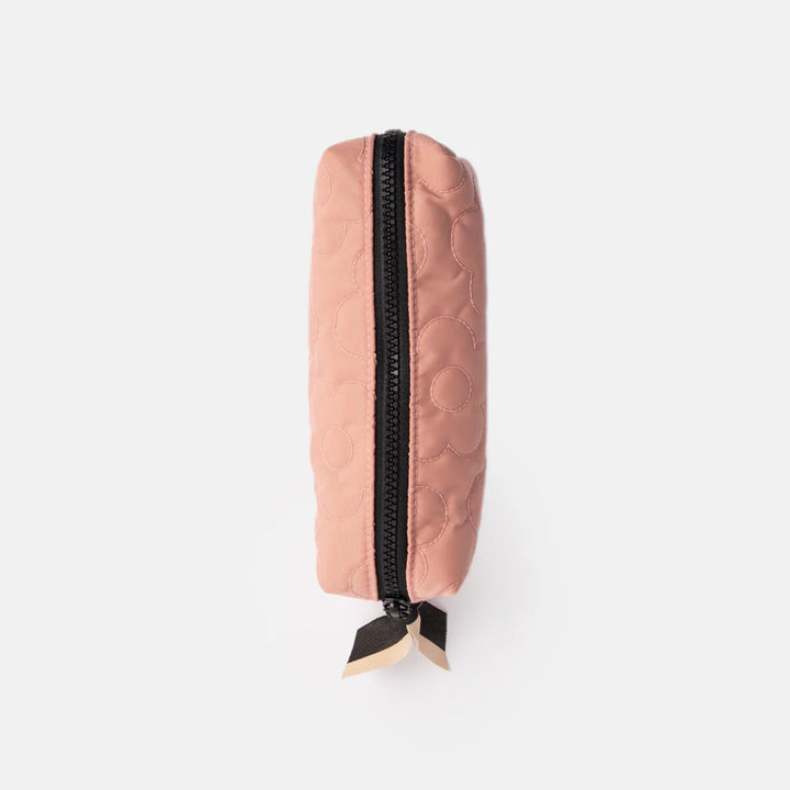 Pink flower quilted cube case by Caroline Gardner, versatile storage pouch with floral pattern for organization and style.