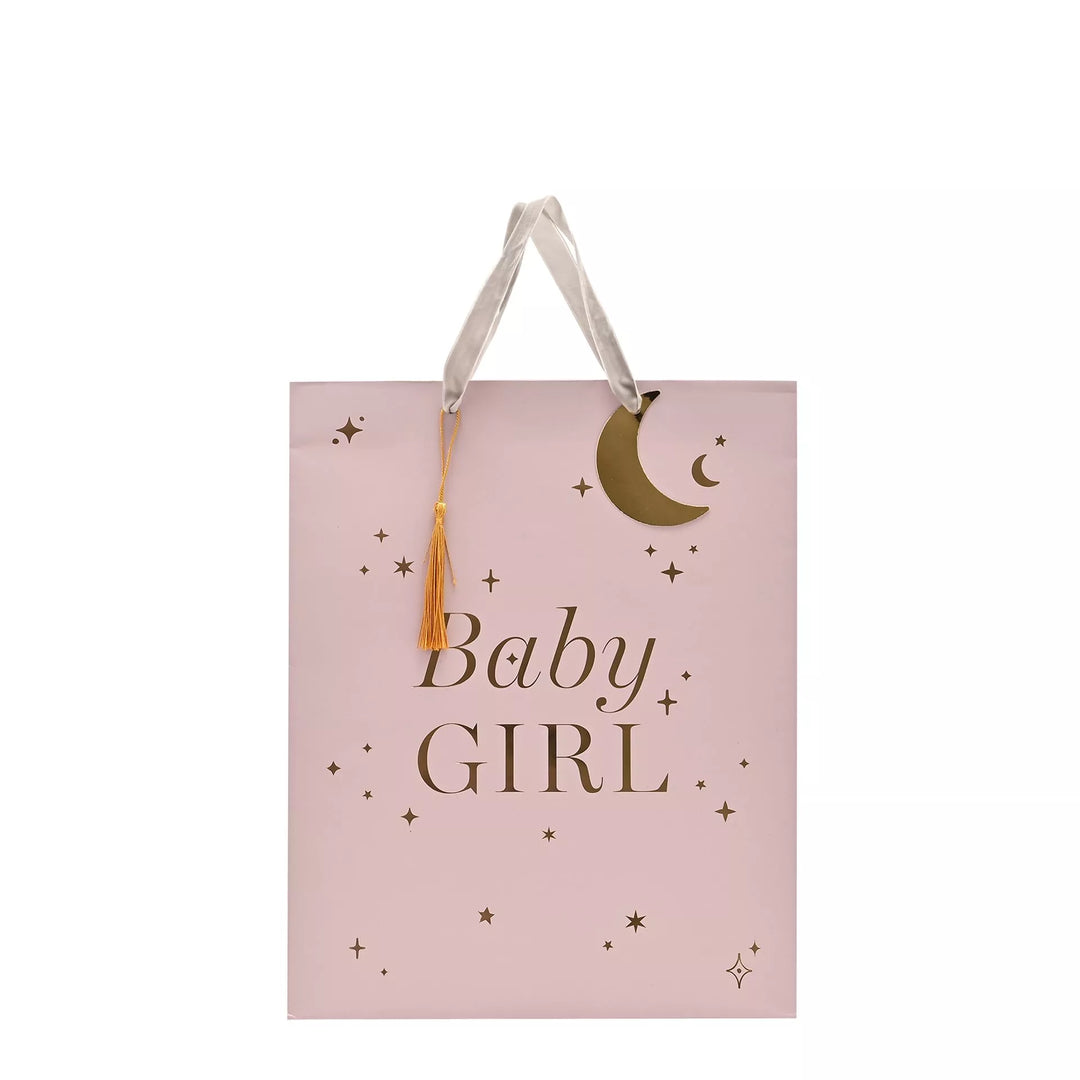Baby girl gift bag by Widdop & Co, Cornucopia Home and Gift, featuring colorful baby-themed designs and a cheerful presentation.