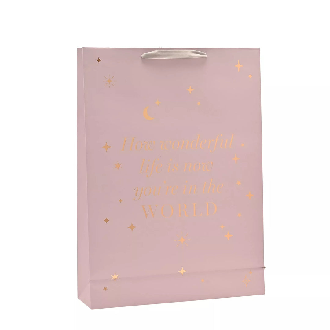 Large Bambino Baby Girl gift bag by Widdop & Co, featuring colorful designs and child-friendly illustrations for baby gift packaging.