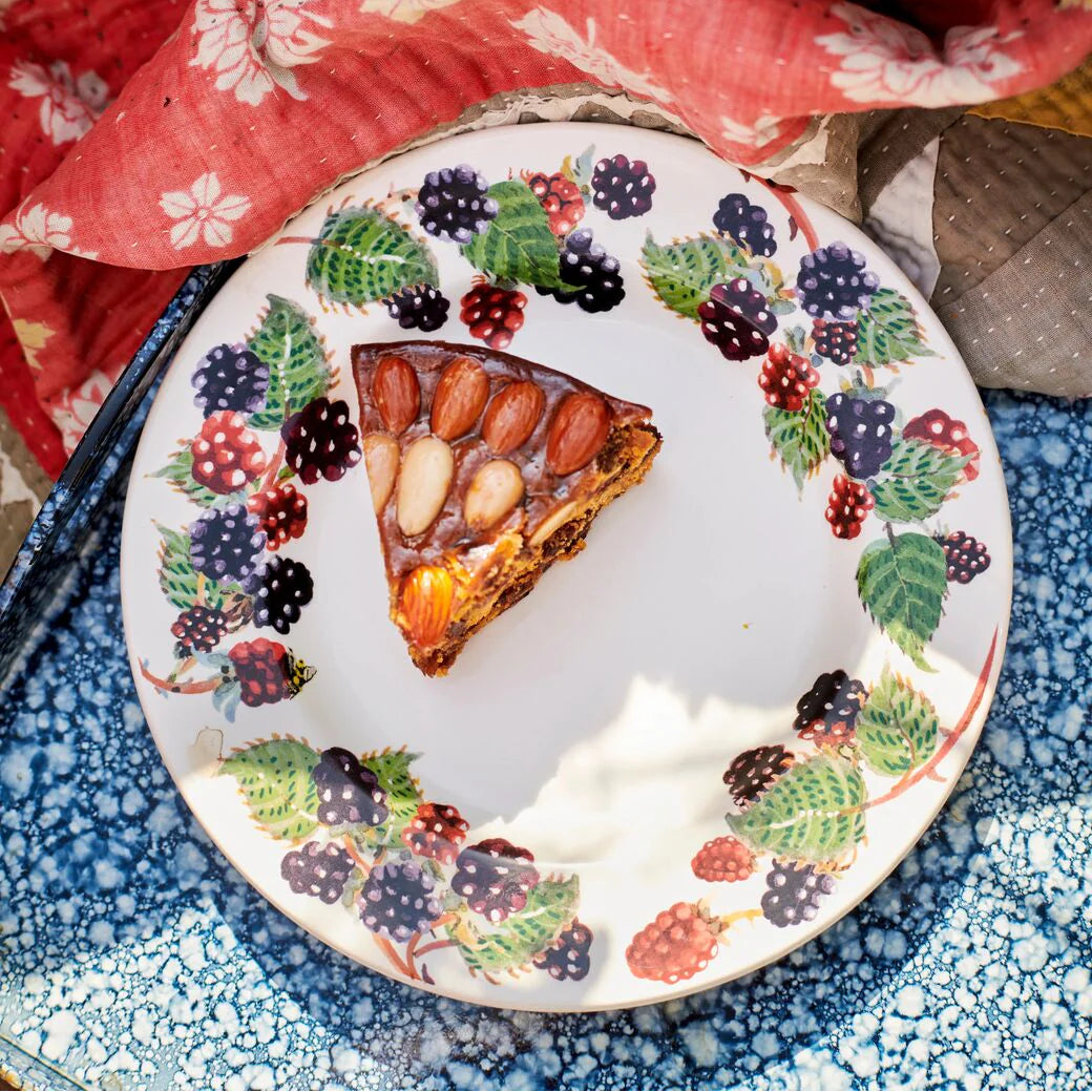 Emma Bridgewater Fruit &amp; Veg Blackberry 8½-inch ceramic plate with colorful fruit and vegetable pattern.