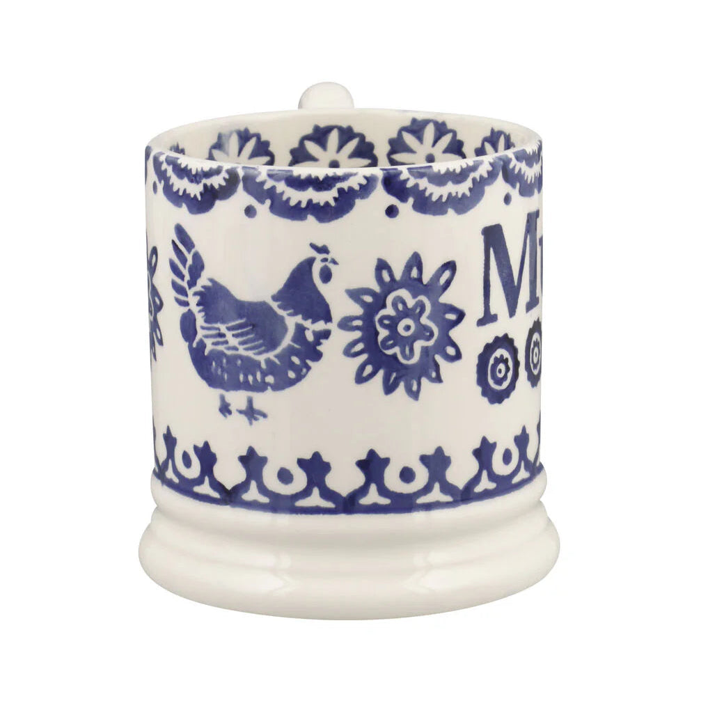 Emma Bridgewater Blue Hen &amp; Border Mum 1/2 Pint Mug