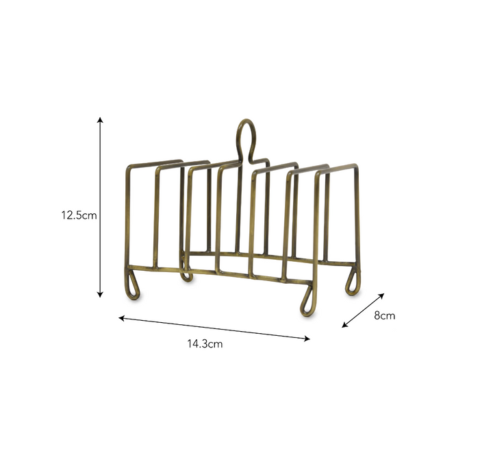 Garden Trading Brompton toast rack in antique brass with a vintage design, perfect for serving toast in a traditional style.
