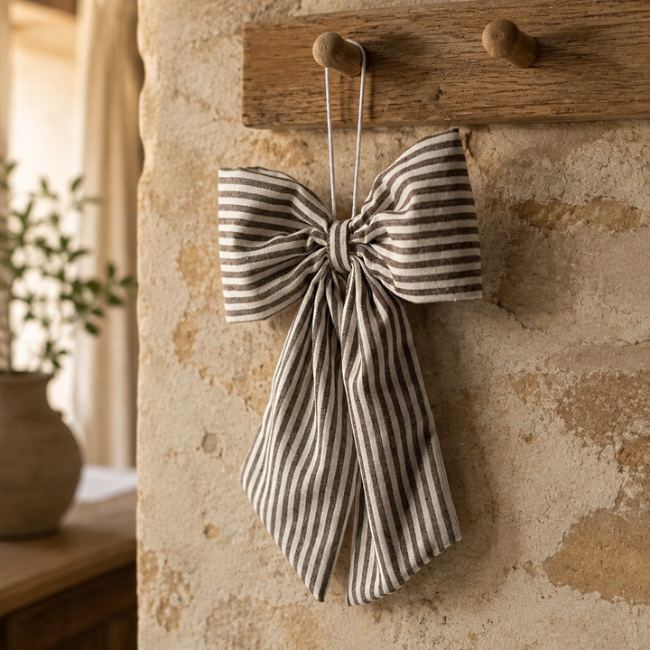 Brown And White Striped Hanging Bow