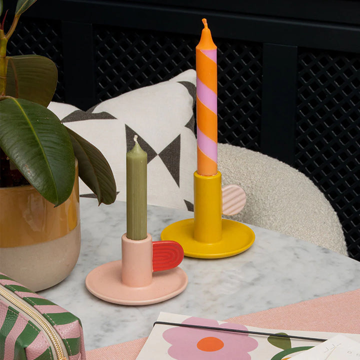 Caroline Gardner pink and red candle holder from Cornucopia Home and Gift, featuring a stylish decorative design.