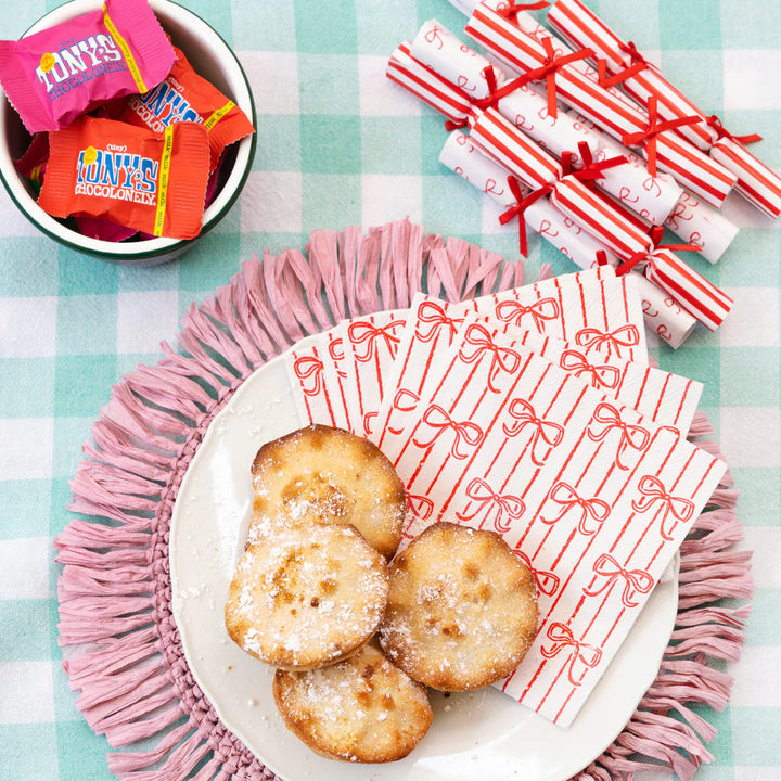 Bow Saucer Crackers from Cornucopia Home and Gift, 8-pack, featuring colorful, decorative crackers for celebrations and special occasions.