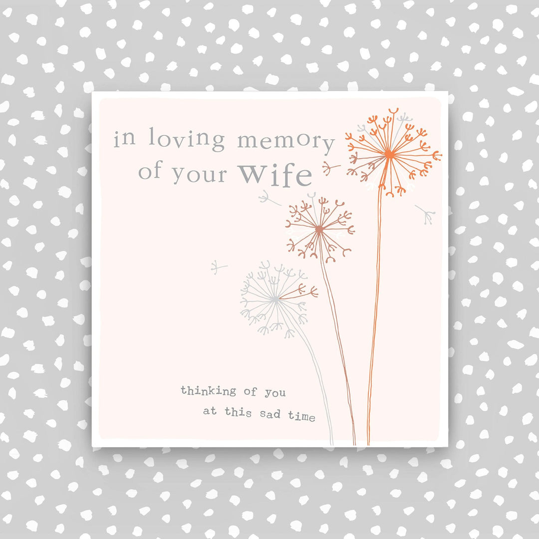 Molly Mae sympathy card titled "In Memory of Your Wife" with heartfelt design, from Cornucopia Home and Gift.