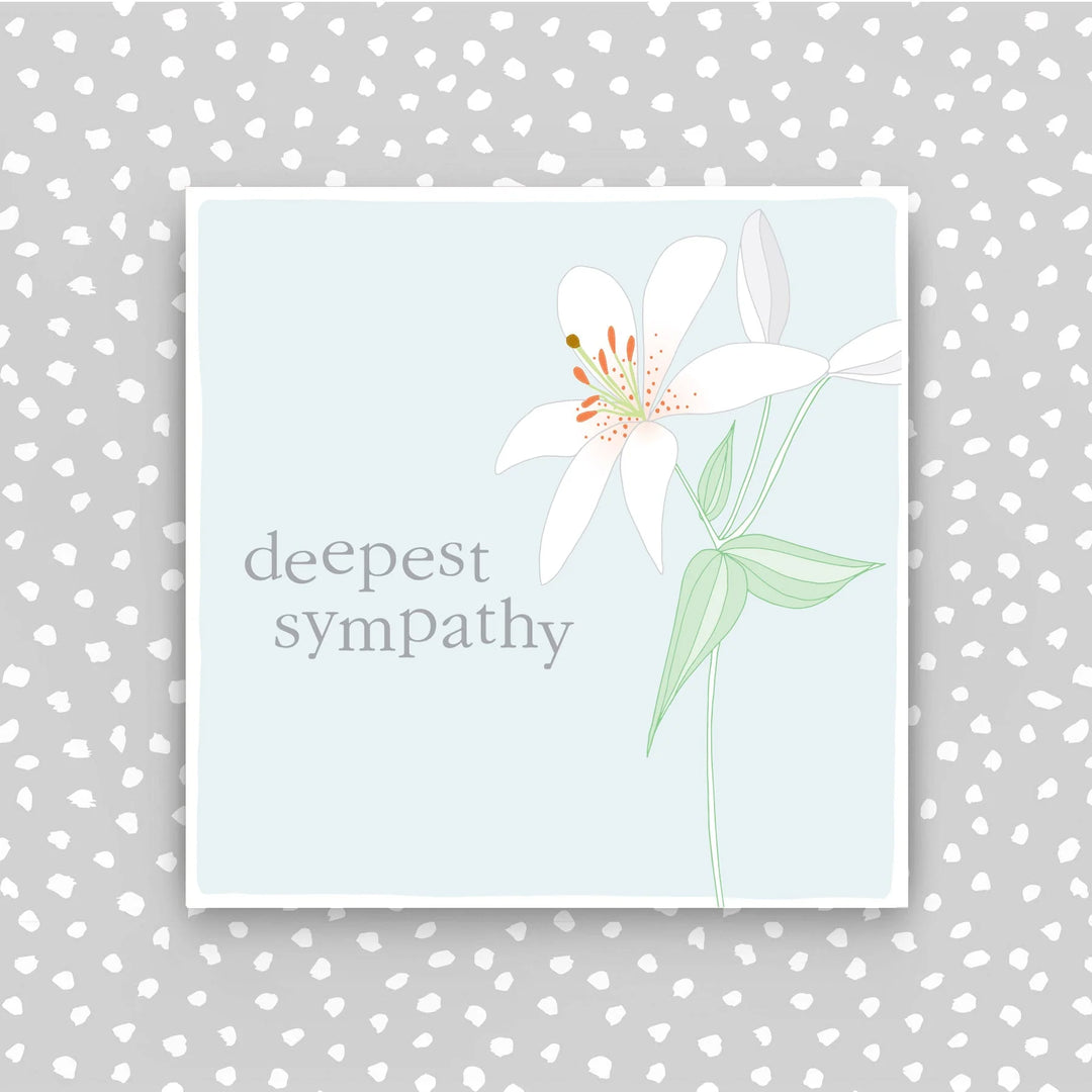 Deepest sympathy card from Molly Mae by Cornucopia Home and Gift, featuring elegant design for expressing condolences.
