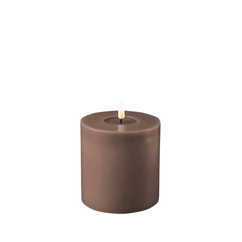 Deluxe Cornucopia Home and Gift Mocca 10x10cm LED Candle from the Home Art collection, showcasing a warm, flickering light.