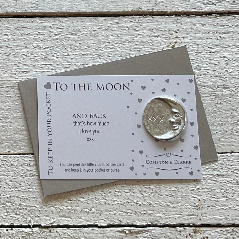 Moon &amp; Back Carded Pocket Charm