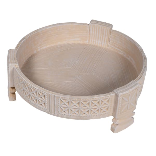 Cornucopia Home Coach House Verona Pot with textured clay finish, round shape, and decorative handle on a wooden surface.
