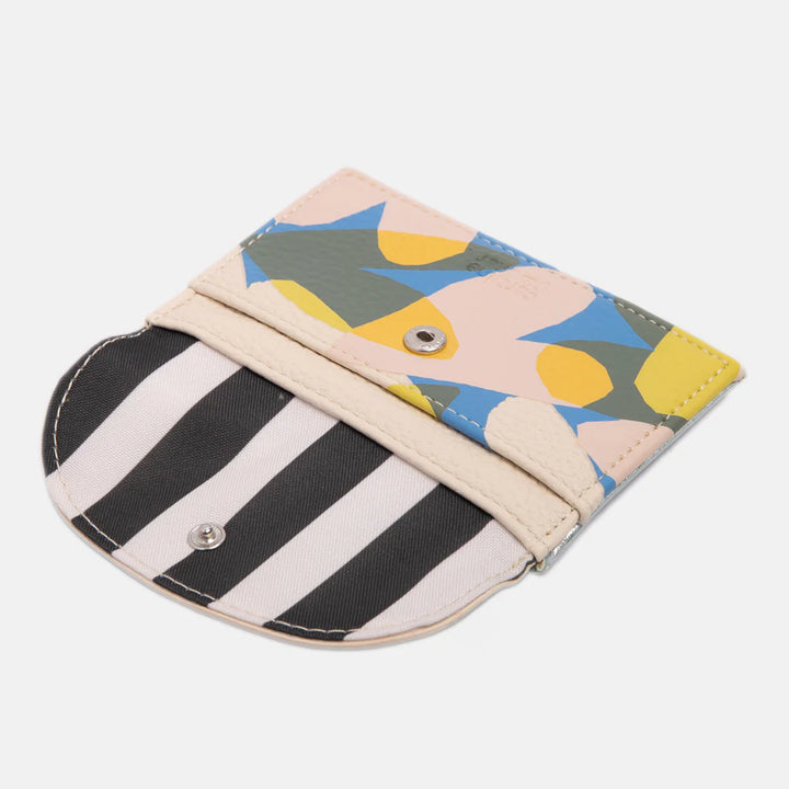 Caroline Gardner confetti hearts cardholder coin purse with colorful heart pattern, small size, perfect for cards and coins.