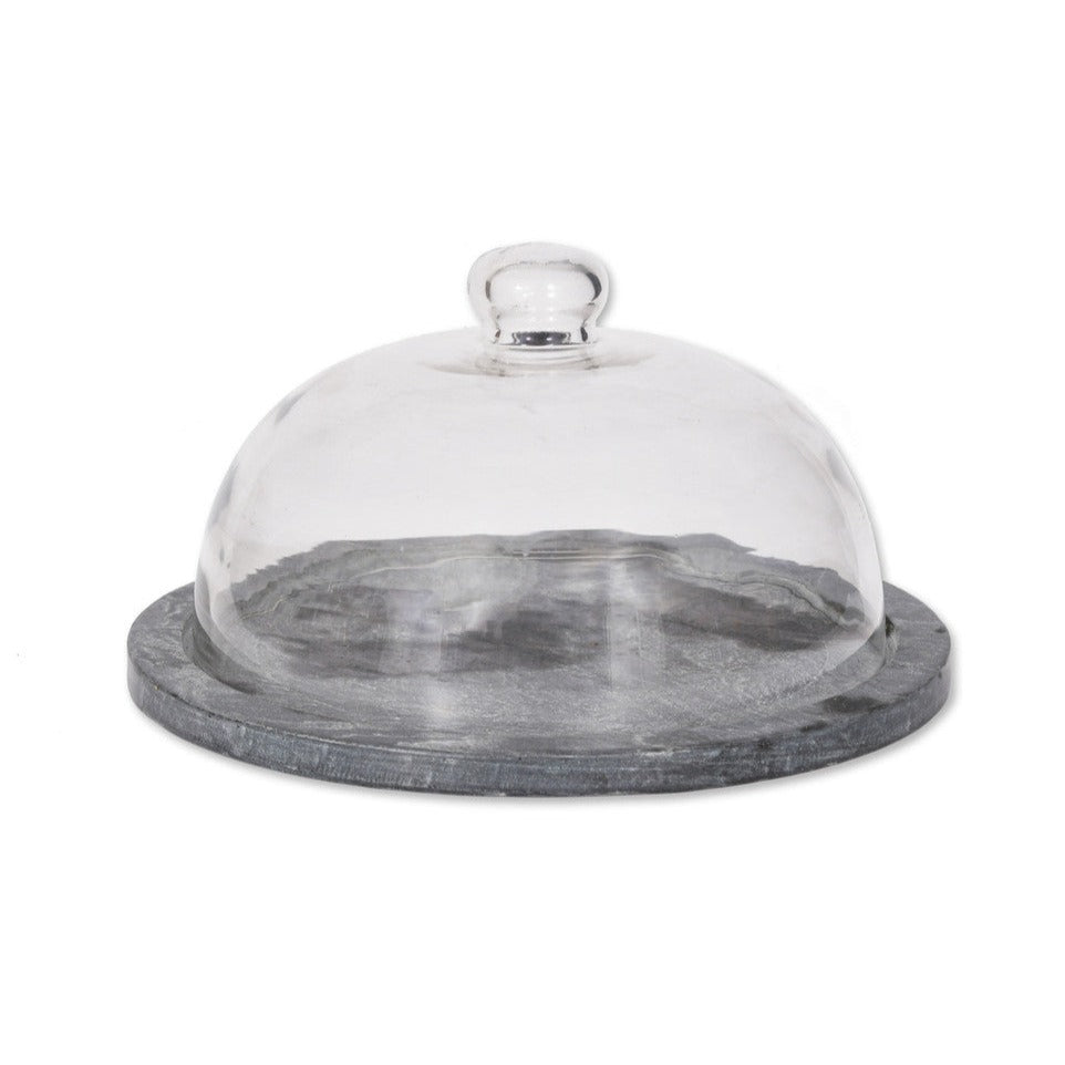 Slate and glass Brompton cake dome by Garden Trading, showcasing a stylish glass cover with a slate base for showcasing baked goods.