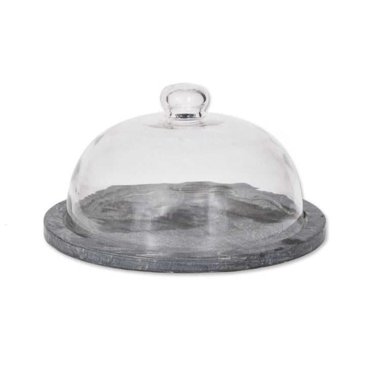 Slate and glass Brompton cake dome by Garden Trading, showcasing a stylish glass cover with a slate base for showcasing baked goods.