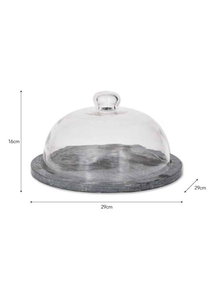 Garden Trading Slate and Glass Brompton Cake Dome with a sleek glass cover and slate base, perfect for displaying baked treats.