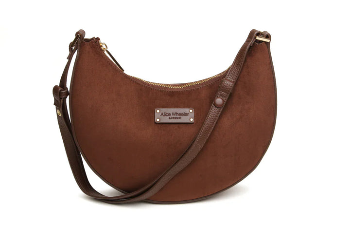 Chocolate Kensington Suedette Shoulder and Crossbody Bag
