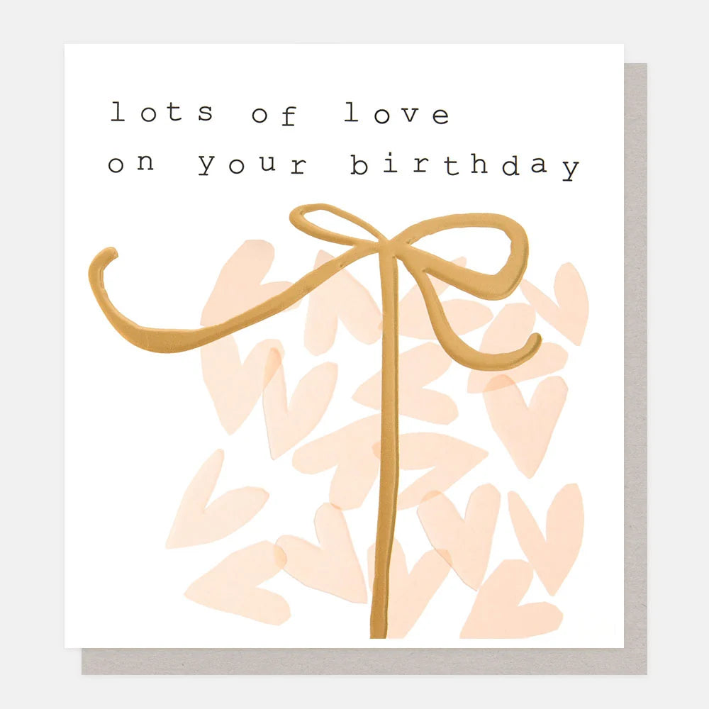 Pink Hearts Present Birthday Card