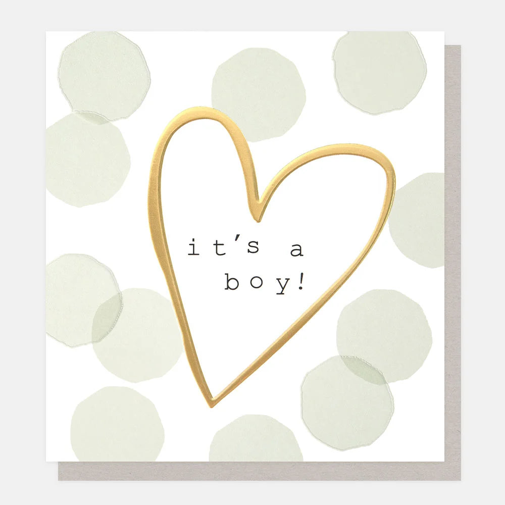 Confetti &amp; Gold Heart New Baby Boy Card