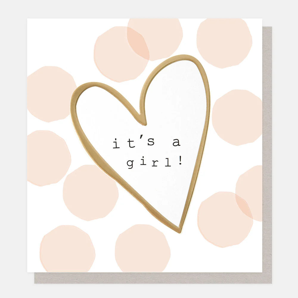Confetti &amp; Gold Heart New Baby Girl Card