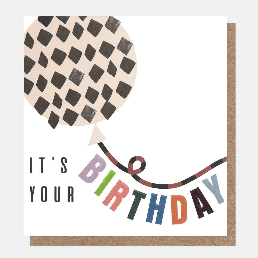 Caroline Gardner "It's Your Birthday" greeting card with colorful birthday message and decorative design.