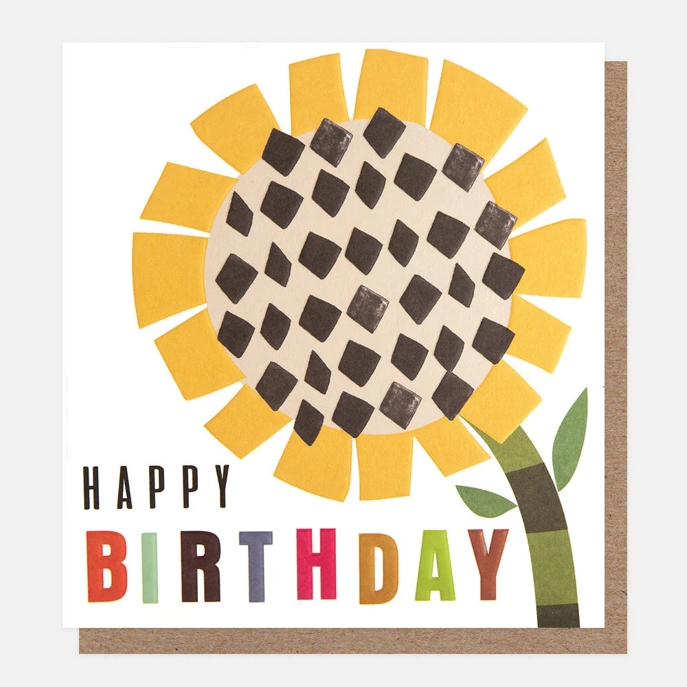 Caroline Gardner Happy Birthday sunflower card with bright floral design, perfect for celebrating special occasions.