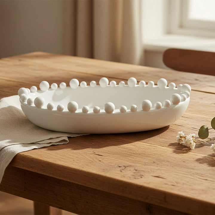 White Oval Bobble Bowl