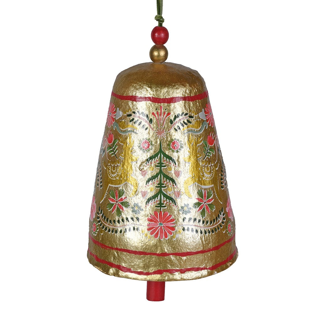 Papier-Mache Gold Folk Bell