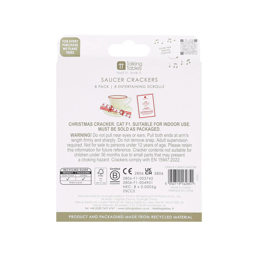 Cornucopia Home and Gift Bow Saucer Crackers 8-pack featuring colorful, festive crackers with decorative designs for celebrations.