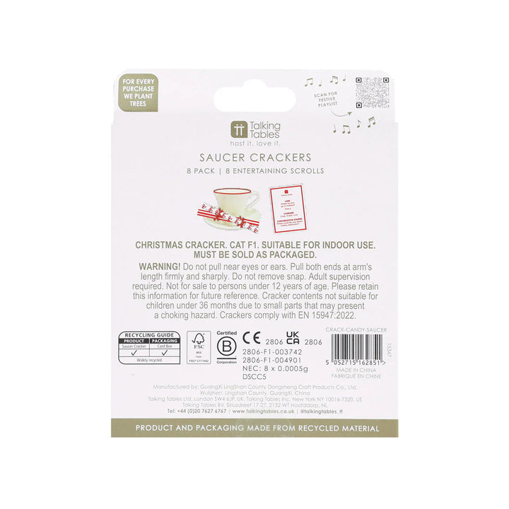 Cornucopia Home and Gift Bow Saucer Crackers 8-pack featuring colorful, festive crackers with decorative designs for celebrations.