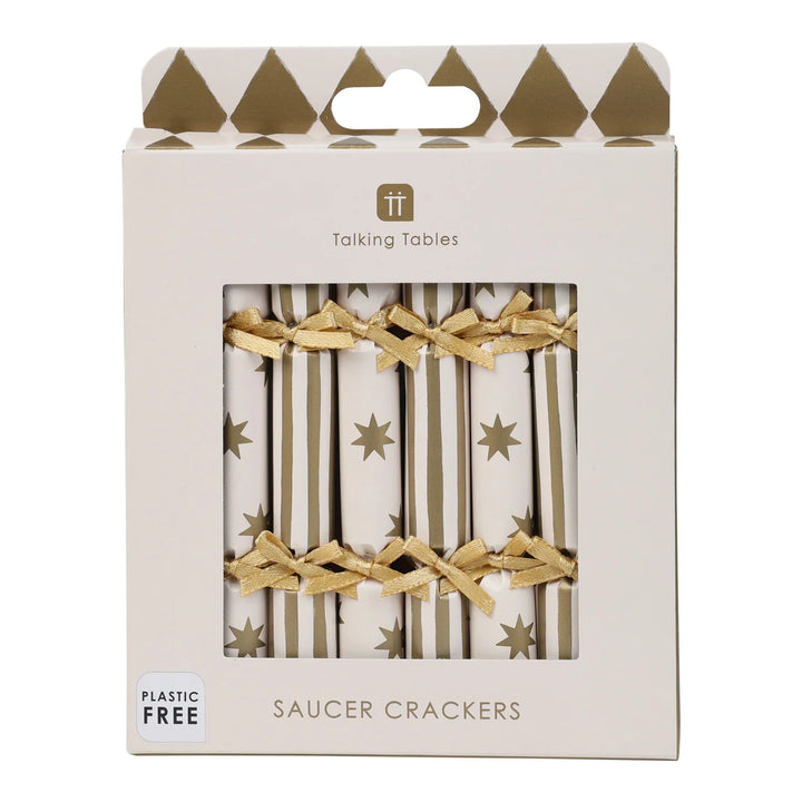 Gold Christmas Saucer Crackers - 8 Pack