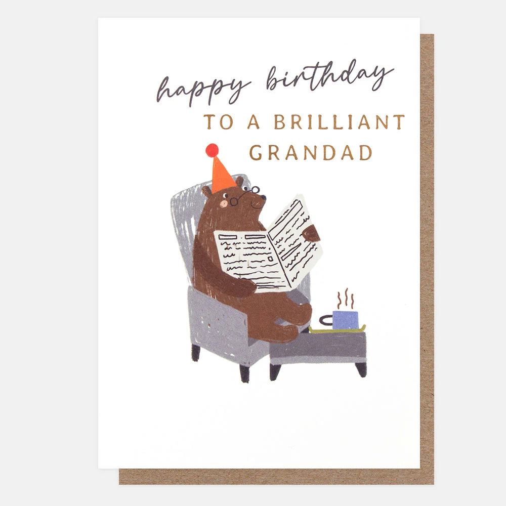 Caroline Gardner "Happy Birthday to a Brilliant Grandad" greeting card with colorful floral design.
