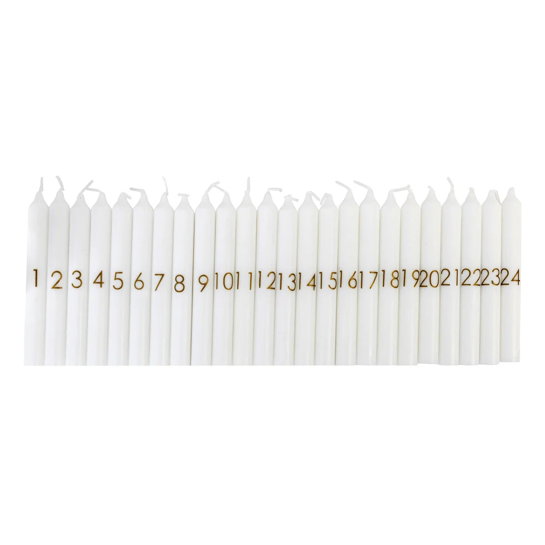 Ceramic Advent Candle House Set with 24 Candles