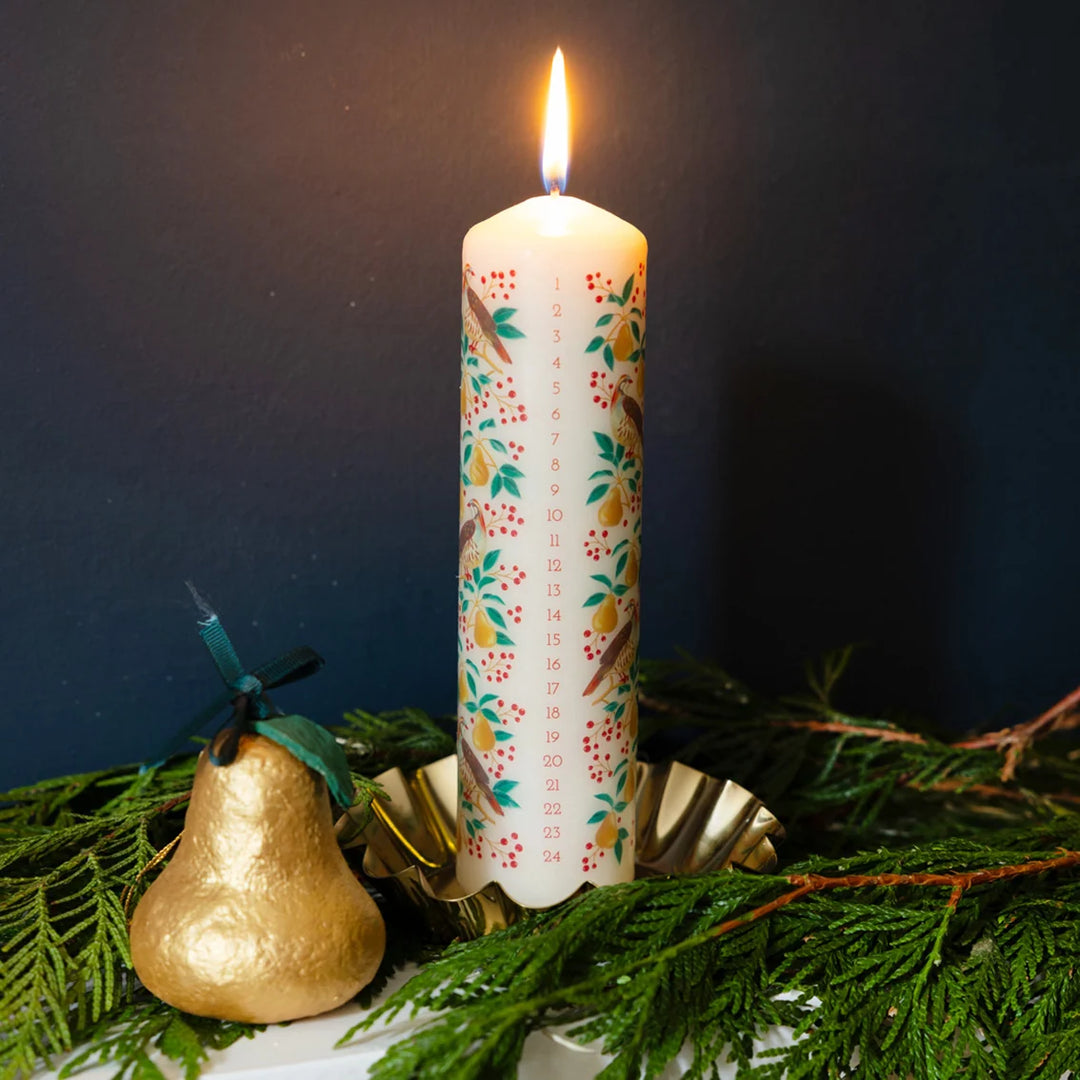 Scalloped Gold Enamel Pillar Candle Holder