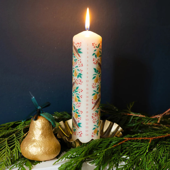 Scalloped Gold Enamel Pillar Candle Holder