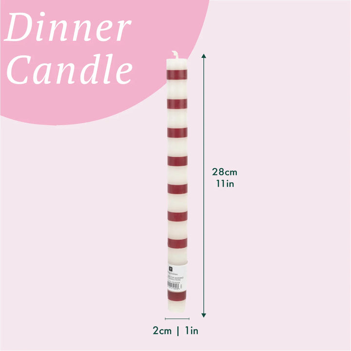 Dinner Candle - Burgundy Stripe