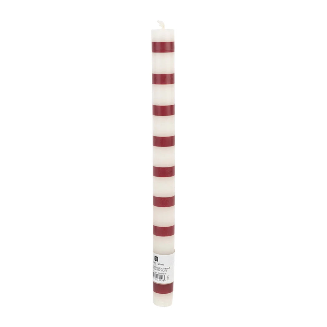 Dinner Candle - Burgundy Stripe
