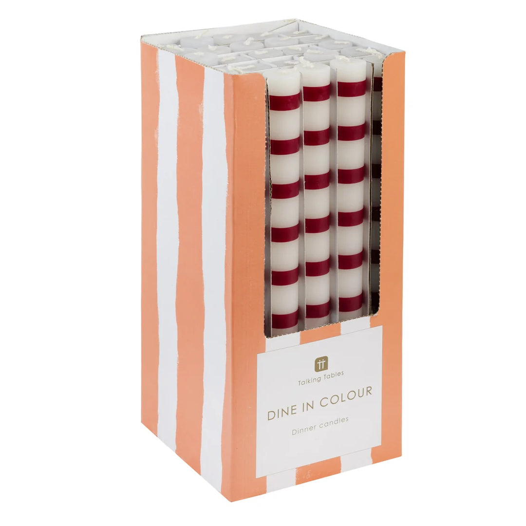 Dinner Candle - Burgundy Stripe