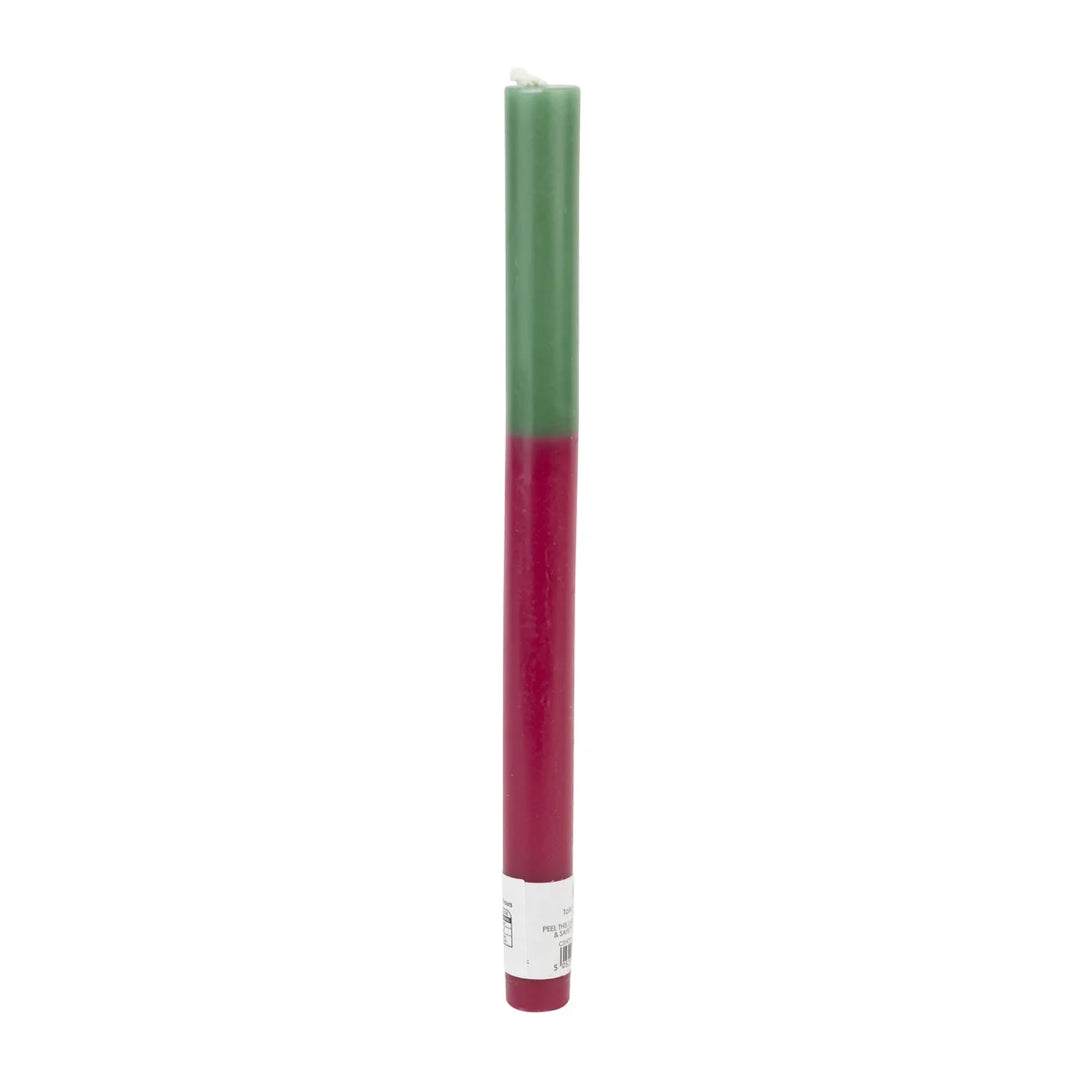 Dinner Candle - Burgundy and Green