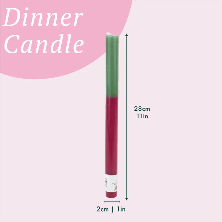 Dinner Candle - Burgundy and Green