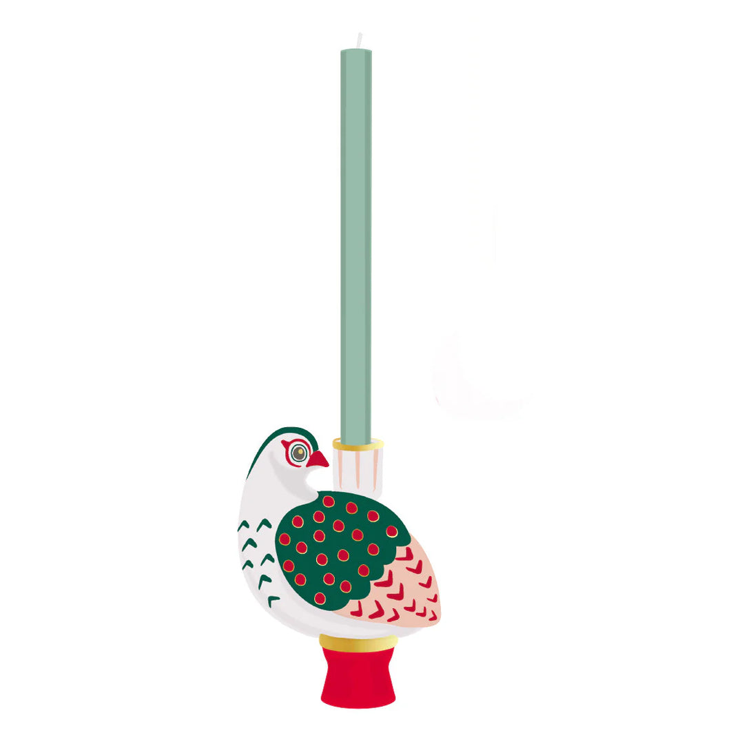 Hand-Painted Bird Ceramic Candle Holder - 20cm