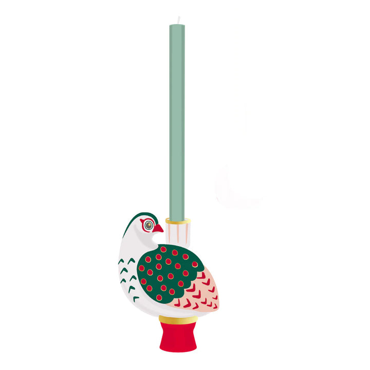 Hand-Painted Bird Ceramic Candle Holder - 20cm