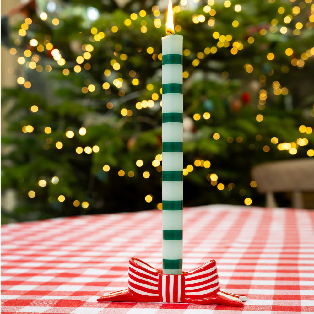 Ceramic Bow Candle Holder from Talking Tables Christmas collection by Cornucopia Home and Gift, with a festive bow design.