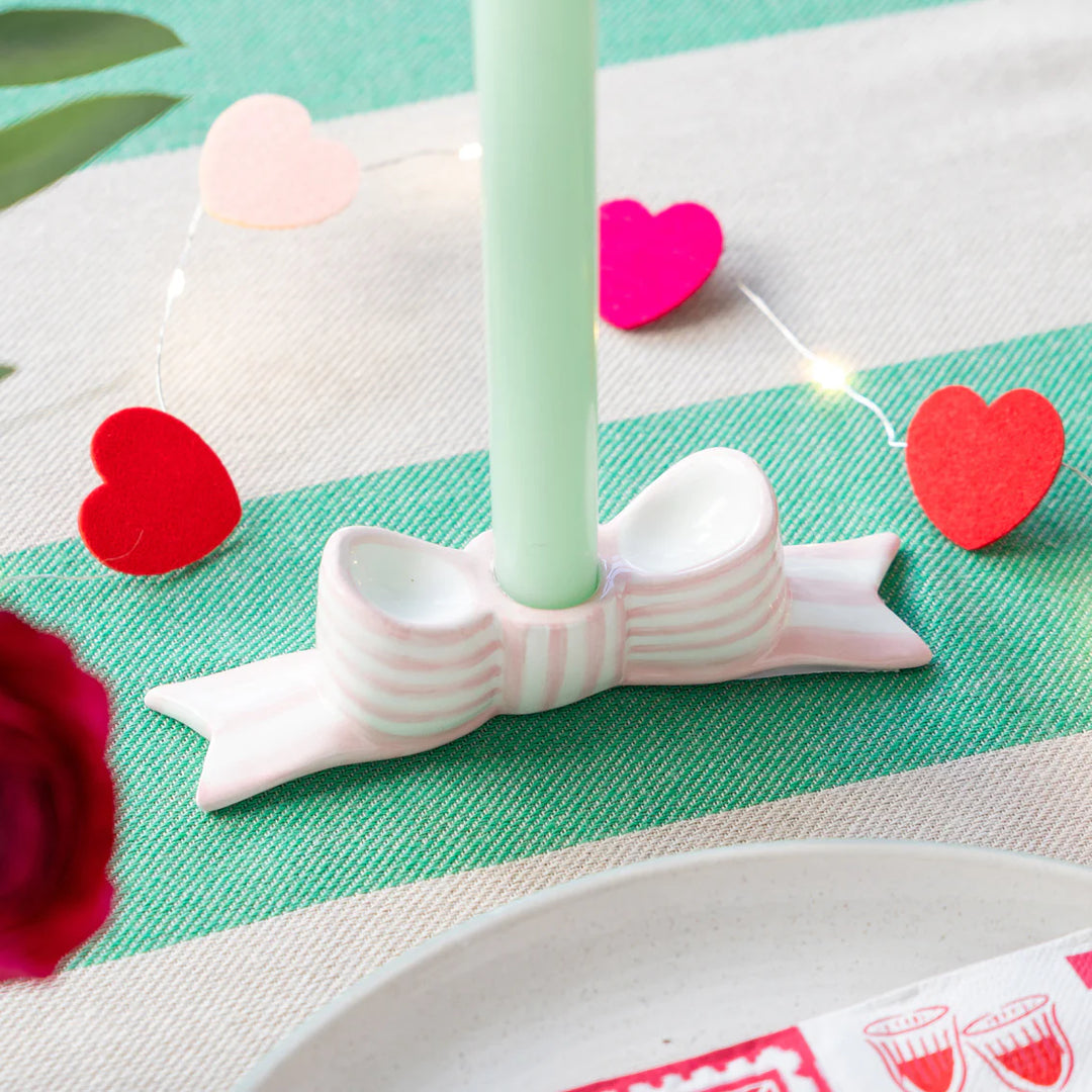 Pink Bow Candle Holder