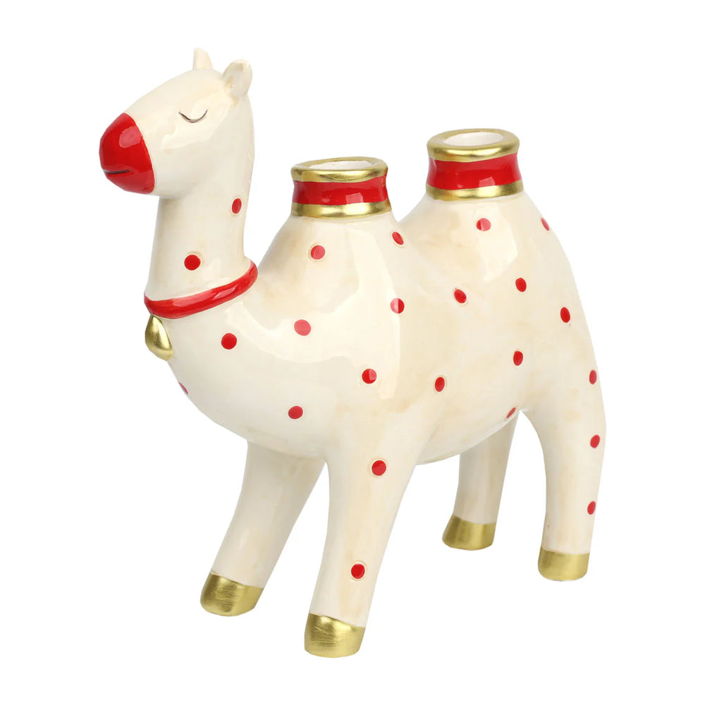 Clancy the Camel Candle Holder by Cornucopia Home and Gift from Talking Tables Christmas collection, featuring a festive camel design.