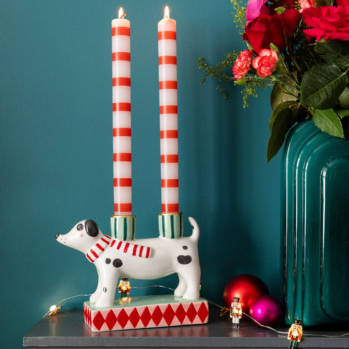 Hand-Painted Ceramic Dog Candle Holder