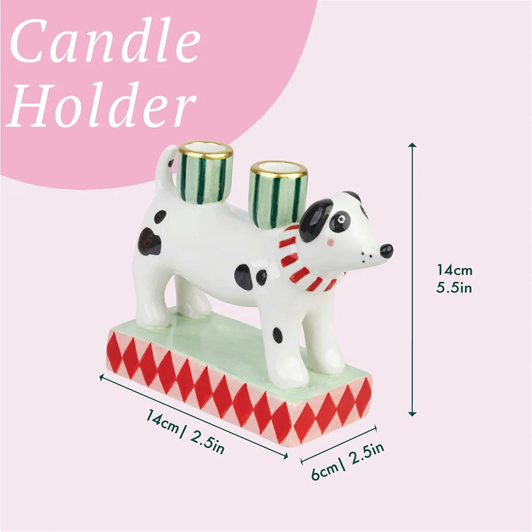 Hand-Painted Ceramic Dog Candle Holder