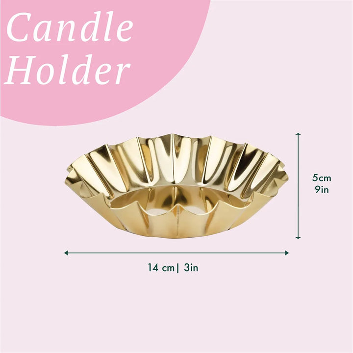 Scalloped Gold Enamel Pillar Candle Holder