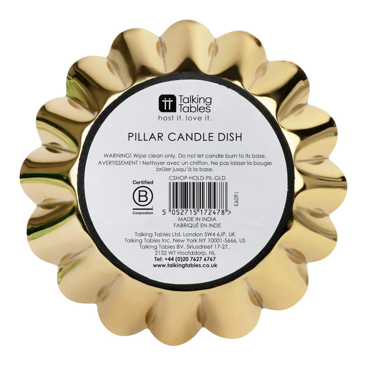 Scalloped Gold Enamel Pillar Candle Holder