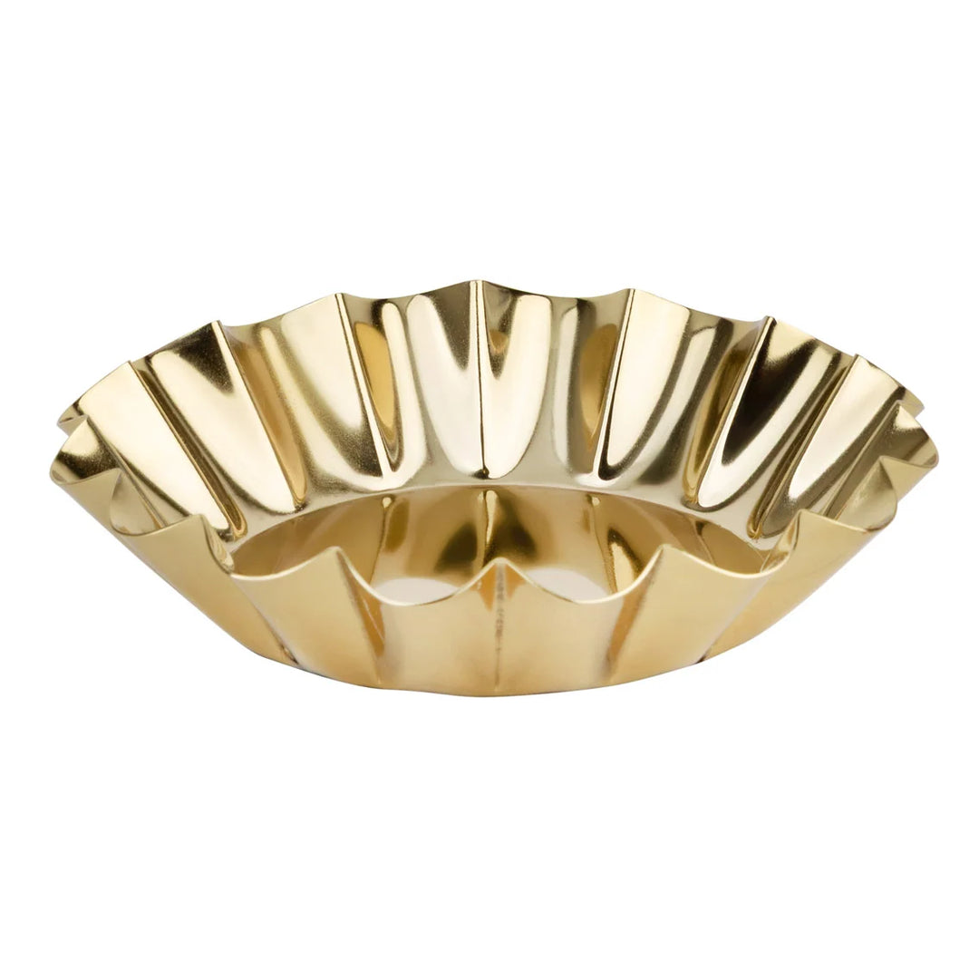 Scalloped Gold Enamel Pillar Candle Holder